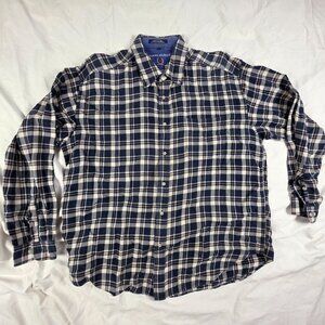 Tommy Hilfiger Mens Size XL Plaid Button Up Shirt Blue White Casual Long Sleeve